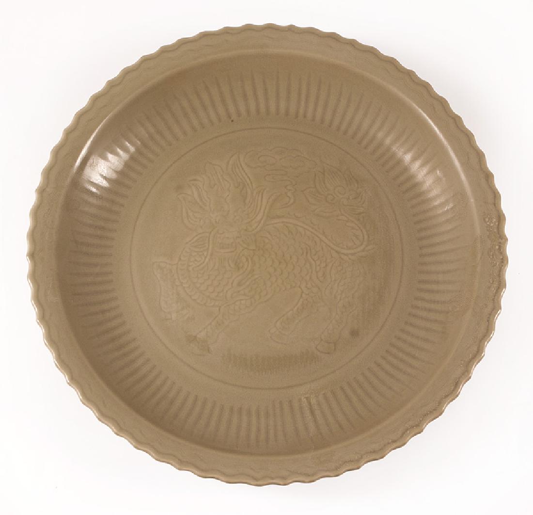 Chinese Ming-Style Celadon Porcelain Dish (1 of 1)