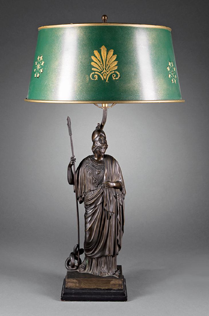 Empire-Style Patinated Bronze Figural Lamp (1 of 8)