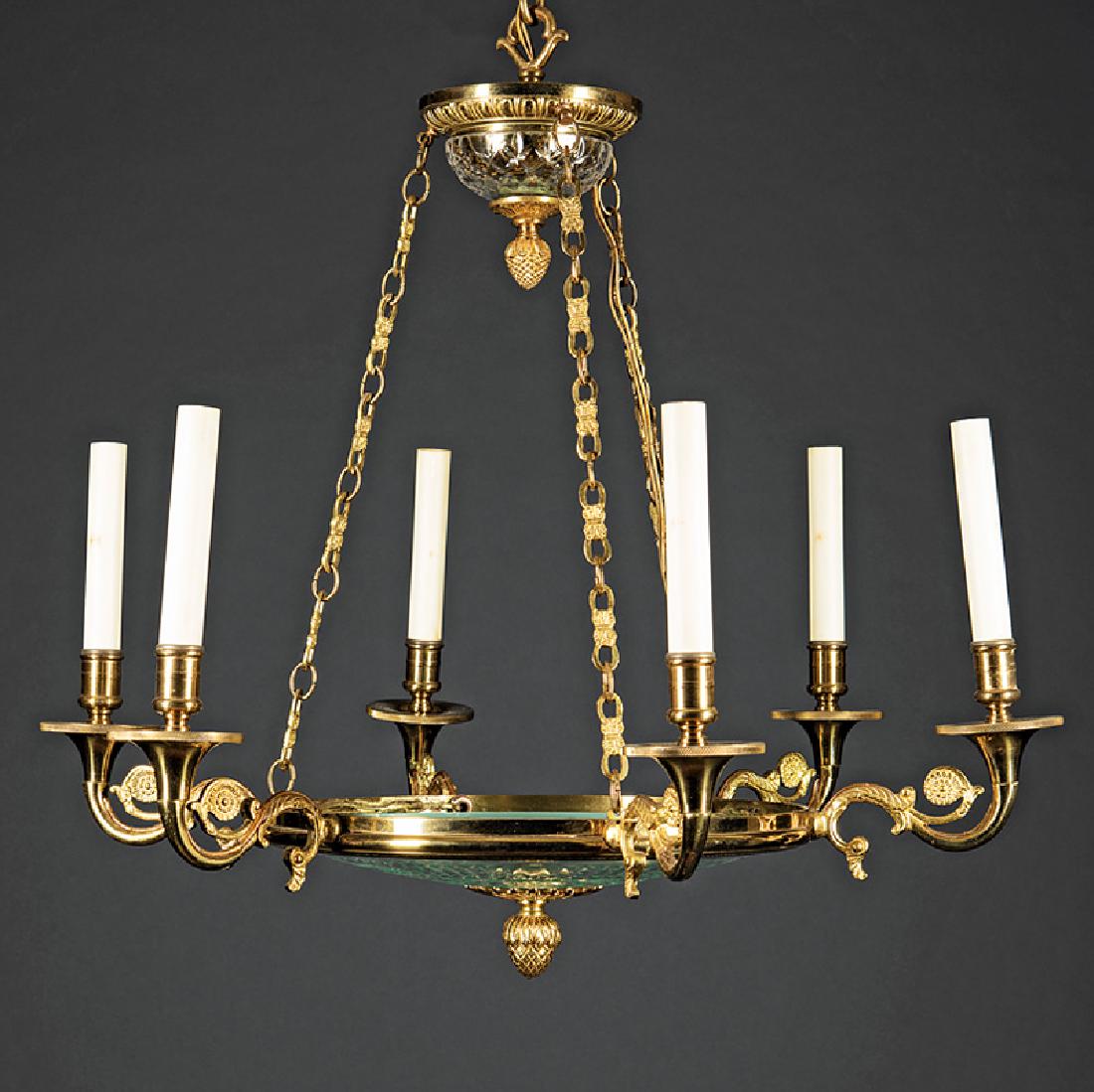 Pair of Nesle Gilt Brass and Cut Crystal Chandeliers (1 of 1)
