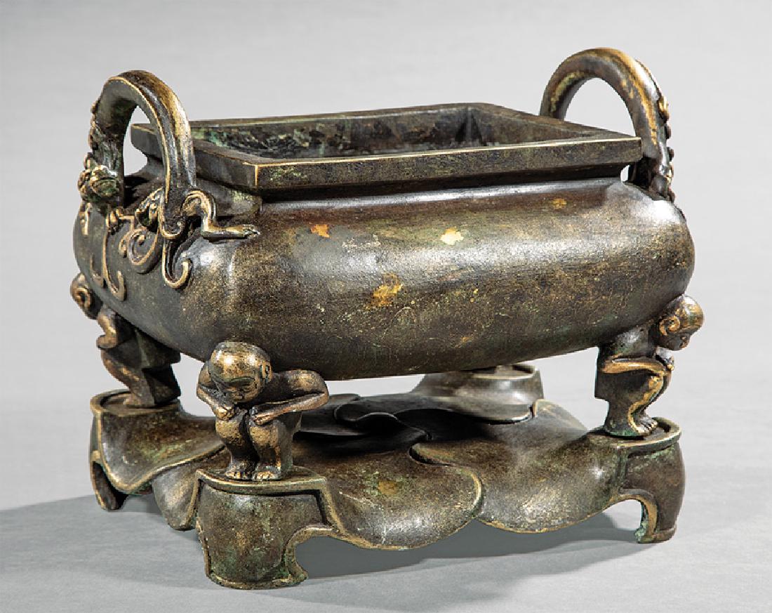 Chinese Gilt and Patinated Bronze Censer (1 of 2)