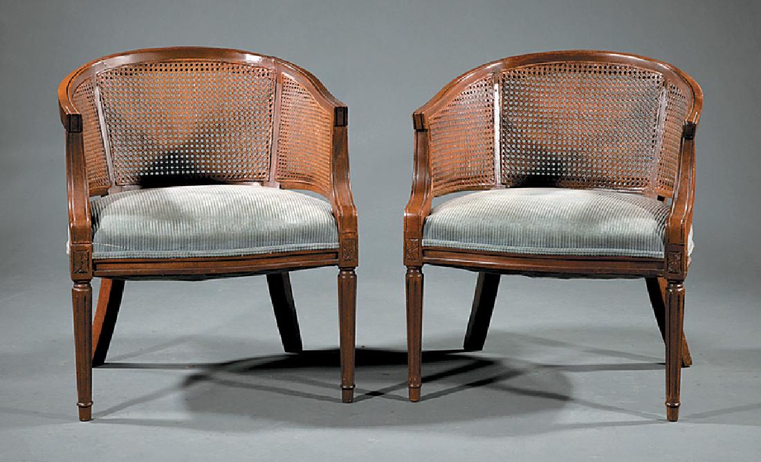 Pair of Regency-Style Fruitwood, Caned Bergères (1 of 1)