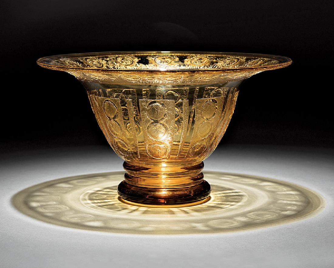 French Art Deco Etched Glass Bowl (1 of 1)