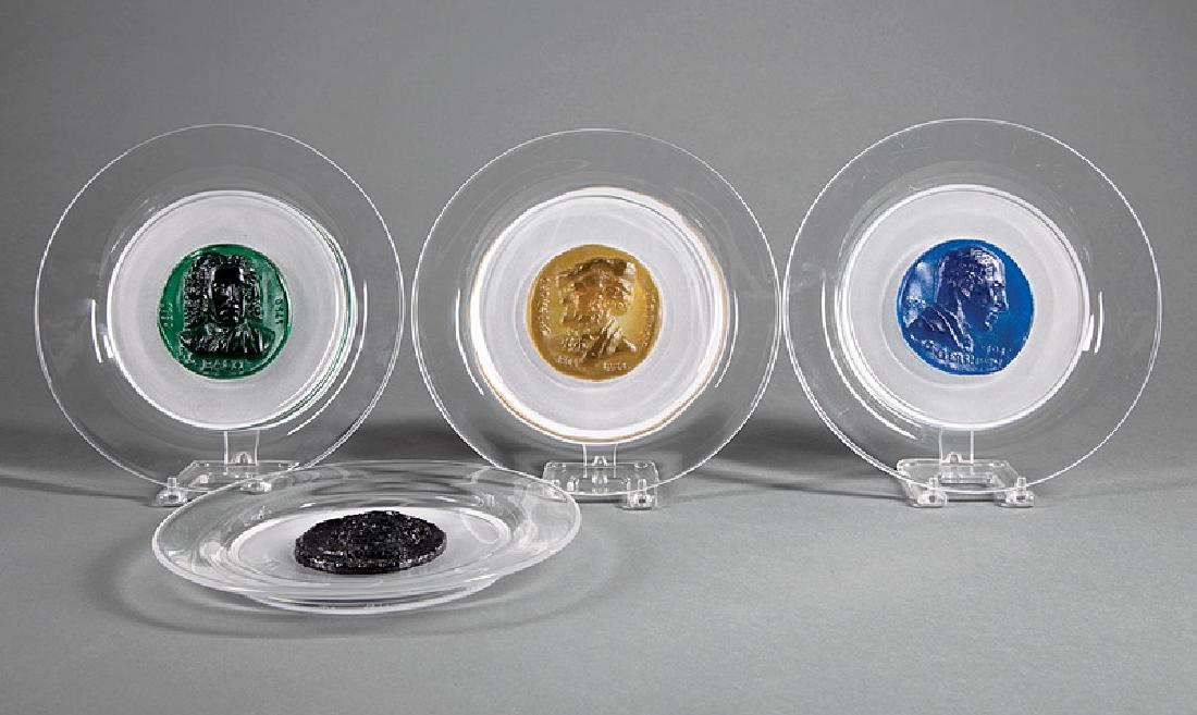 Four Daum Pate de Verre Glass Composer Plates (1 of 1)