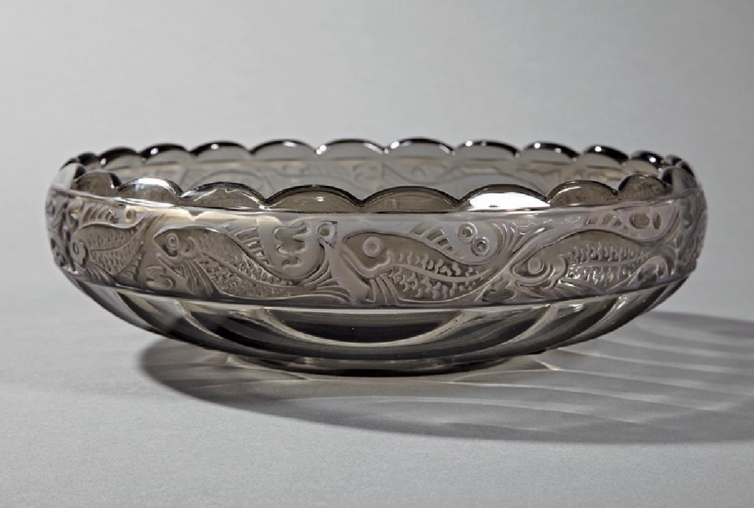 Art Deco Daum "Aquarium" Glass Bowl: Art Deco Daum "Aquarium" Glass Bowl, early 20th c., marked "Daum Nancy", with Croix de Lorraine, h. 3 1/2 in., dia. 11 1/4 in