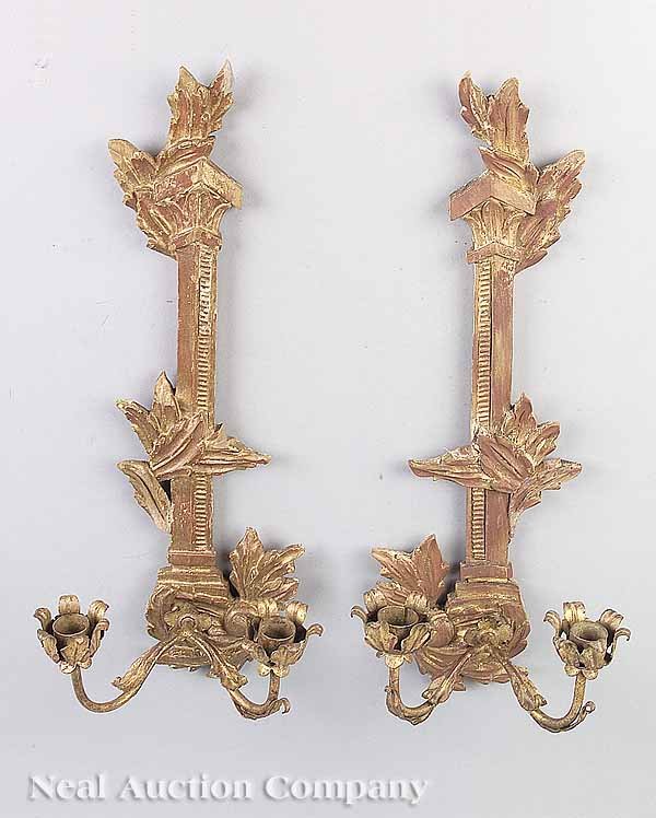 Louis XVI Bois Dore and Tole Two-Light Sconce