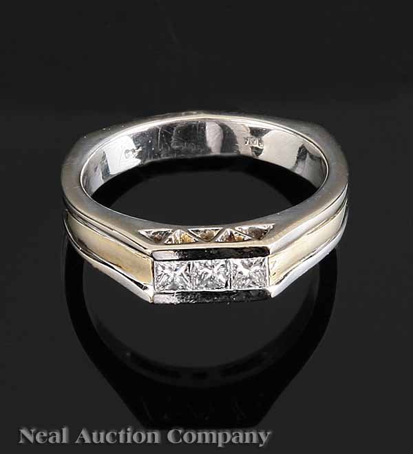 Yellow and White Gold and Diamond Man's Ring