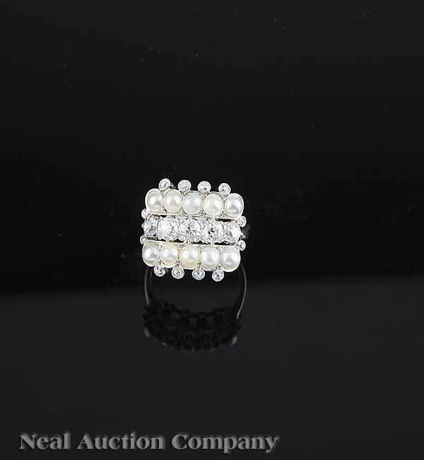White Top Yellow Gold, Triple Row Band Ring