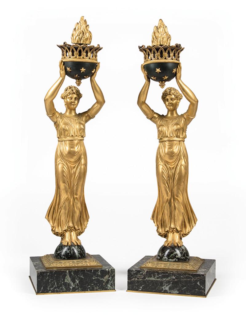 Gilt Bronze and Marble Torcheres (1 of 3)