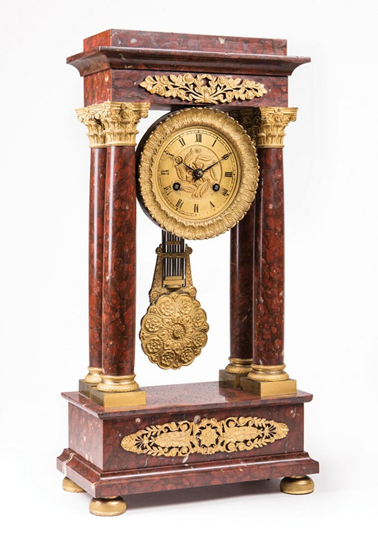 French Marble, Gilt Bronze Portico Clock (1 of 1)
