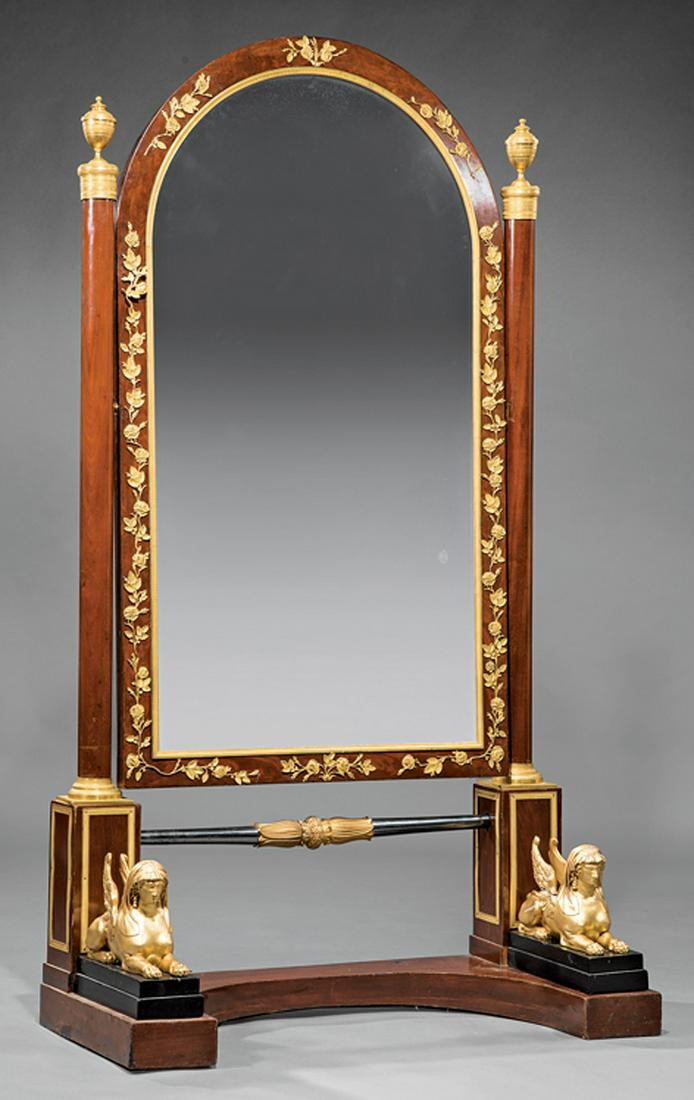 Bronze-Mounted Mahogany Cheval Mirror (1 of 4)