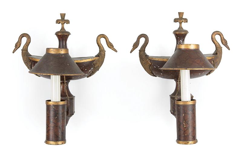 Pair of Empire Tole Peinte Wall Lamps (1 of 1)