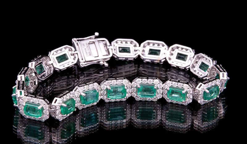 White Gold, Emerald and Diamond Bracelet (1 of 3)