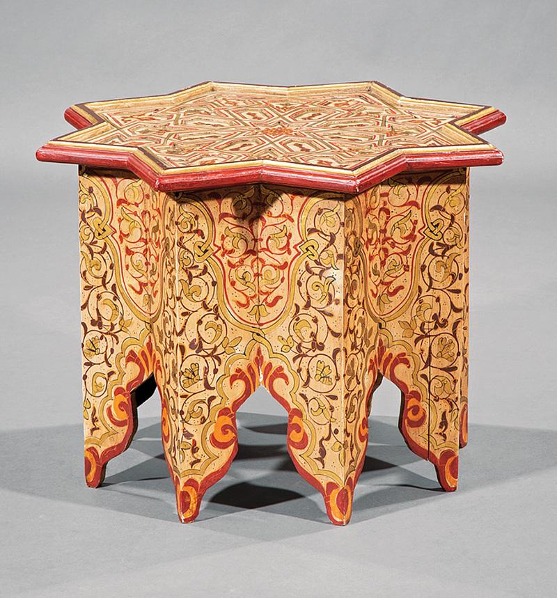 Moorish-Style Painted,Parcel Gilt Tabouret (1 of 3)