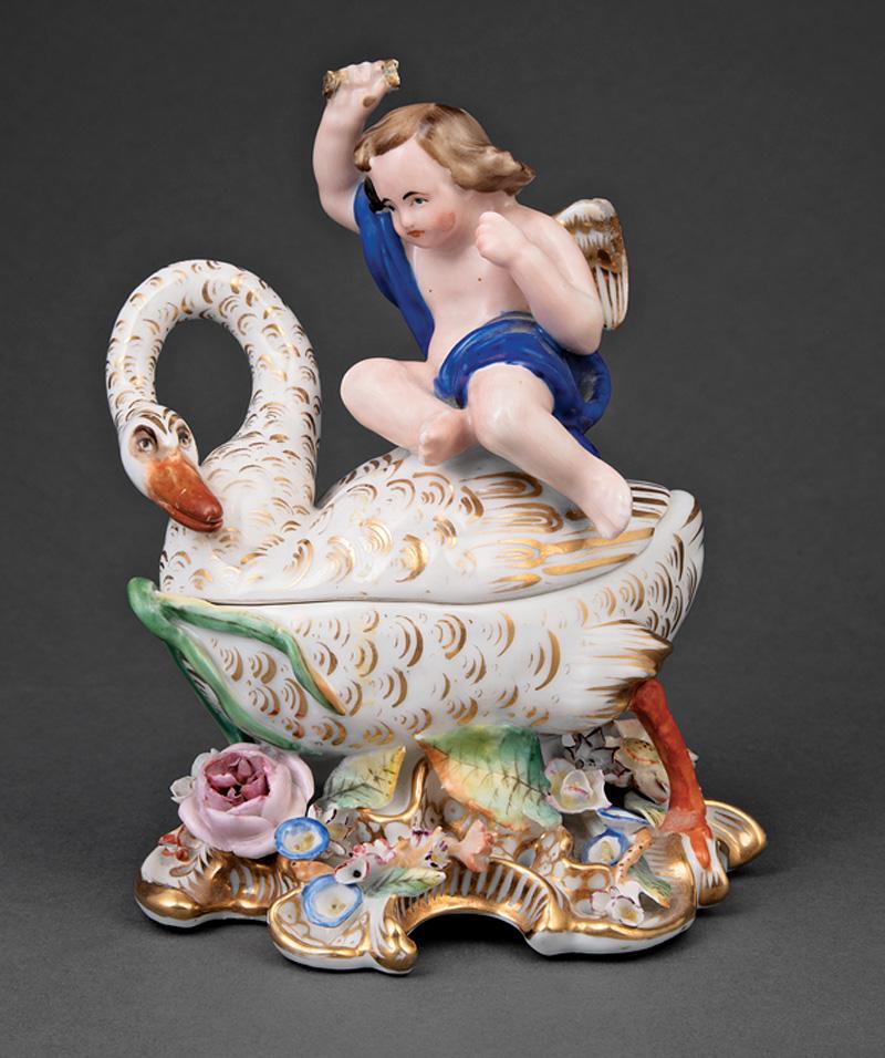 Polychrome and Gilt Porcelain Inkwell (1 of 2)