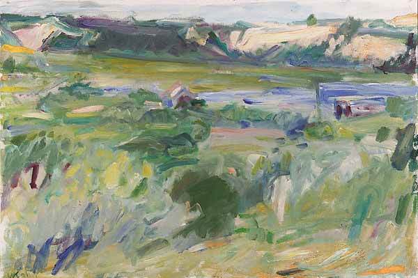 Wolf Kahn (American/New York, b. 1927): Wolf Kahn (American/New York, b. 1927) , "#8 Landscape", oil on canvas, signed lower left, titled and dated "1956" en verso, Grace Borgenicht Gallery, New York label en verso, 16 in. x 24 in., in a pe