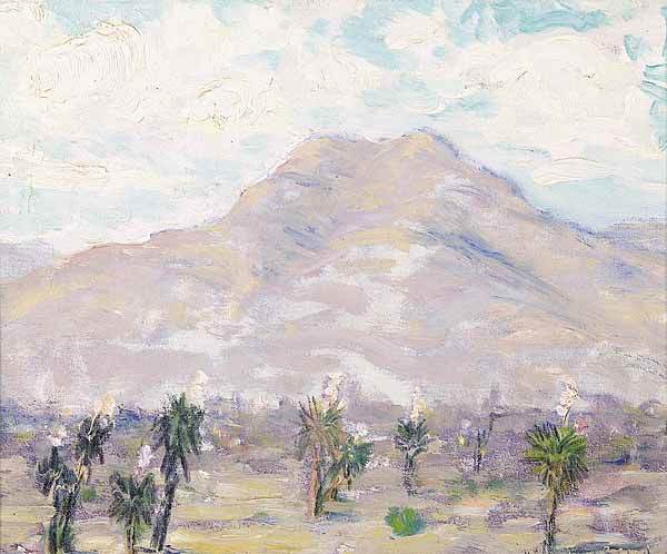 William Posey Silva (American/Tennesse: William Posey Silva (American/Tennessee, 1859-1948) , "Desert Flowers - Texas", oil on canvasboard, signed and dated "Apl. 15/28" lower right, artist estate label en verso, 8 in. x 9 7/8 in., attracti