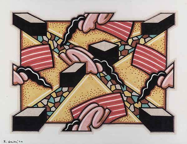 Robert Gordy (American/New Orleans, 19: Robert Gordy (American/New Orleans, 1933-1986) , "Study for Cross", felt-tipped marker, signed and dated "'74" lower left, 17 in. x 22 in NO RETURNS ARE ACCEPTED ON THE BASIS OF CONDITION * READ ALL S