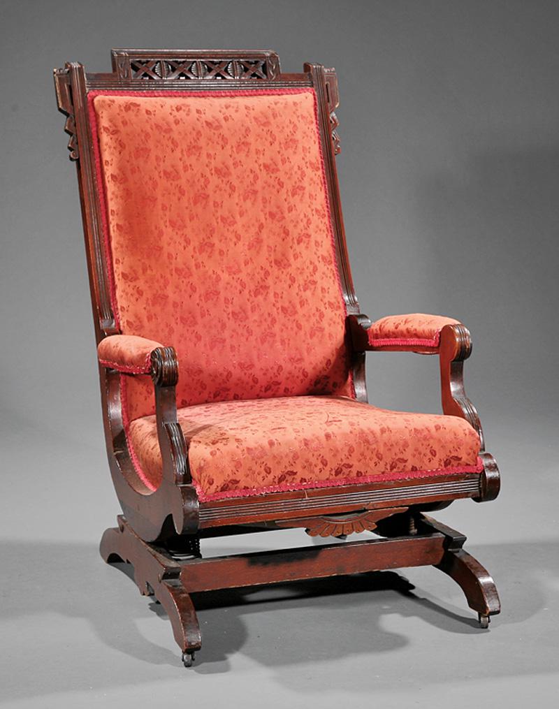 American Aesthetic Carved Walnut Platform Rocker (1 of 1)