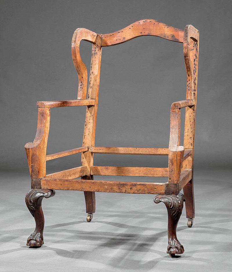 American Carved Walnut Wing Chair Frame (1 of 2)