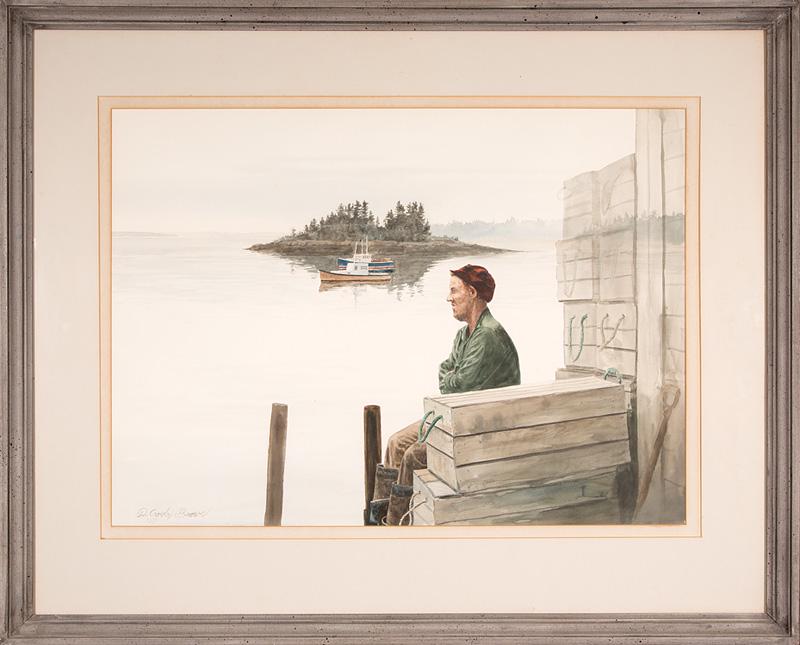 D. Crosby Brown (American/Maine, 20th c.): D. Crosby Brown (American/Maine, 20th c.) , "Old Hornpout", 1975, watercolor on paper, pencil-signed and dated lower left, 22 1/4 in. x 29 3/4 in., framed Condition Report: Not removed from frame; not