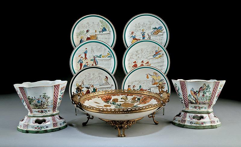 Pair of French Faience Cachepots on Stands (1 of 1)
