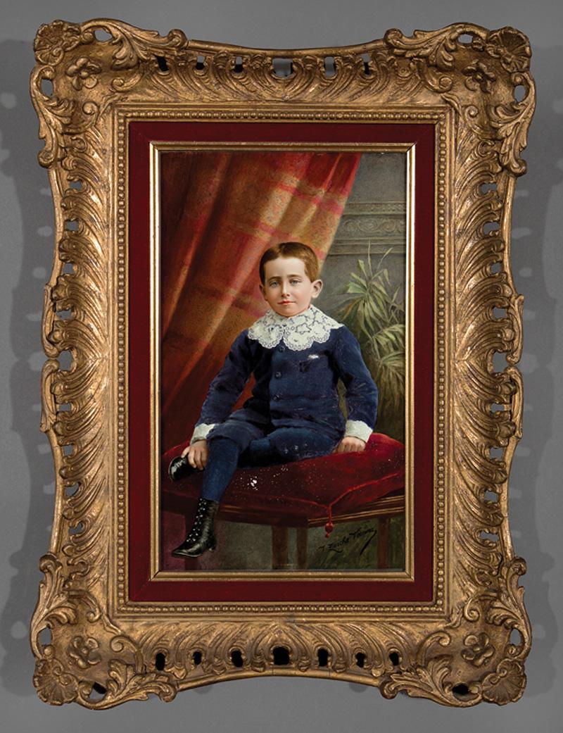 Continental Polychrome Porcelain Portrait Plaque (1 of 1)