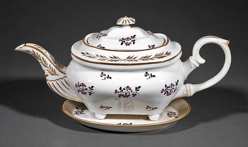 Derby Polychrome Porcelain Teapot and Stand (1 of 1)