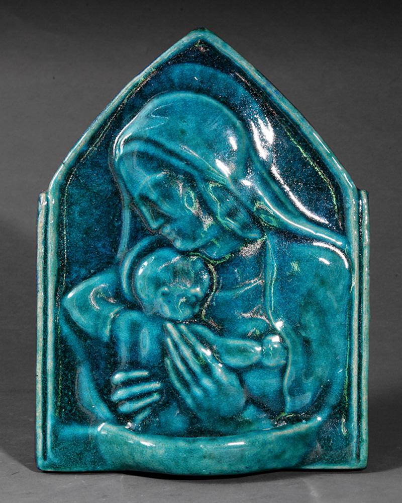 Turquoise Glazed Stoneware Holy Water Font (1 of 1)
