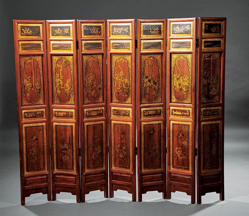 Chinese Export Gilt Elmwood Floor Screen (1 of 1)