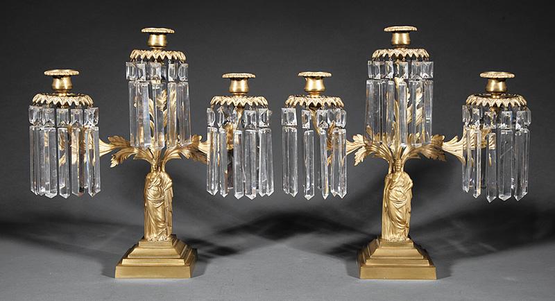 American Gilt Brass Three-Light Girandoles (1 of 1)