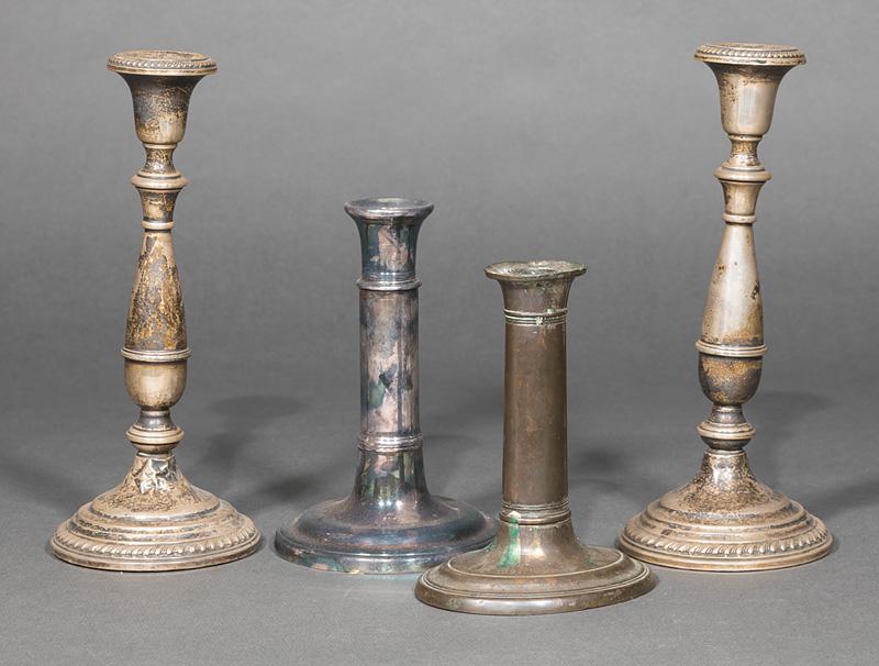 Two Old Sheffield Plate Candlesticks (1 of 2)