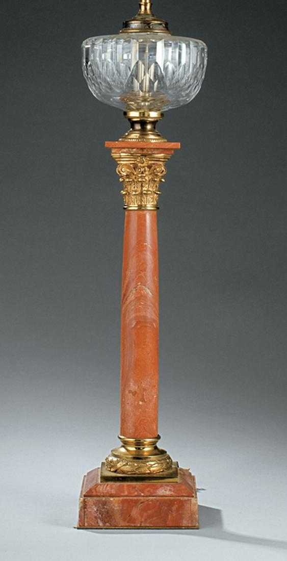 Brass, Marble and Glass Columnar Lamp (1 of 1)