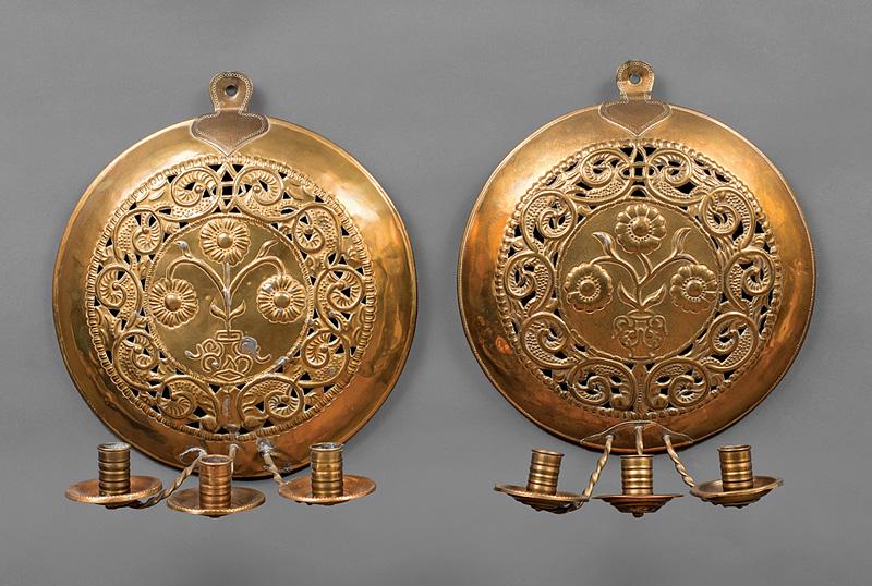 Continental Brass Three-Light Wall Sconces (1 of 1)