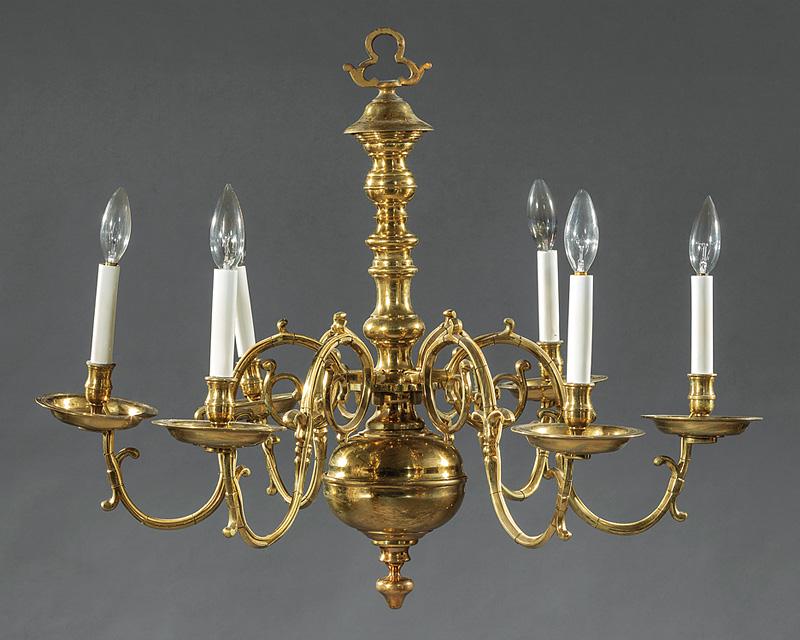 Continental Brass Six-Light Chandelier (1 of 1)