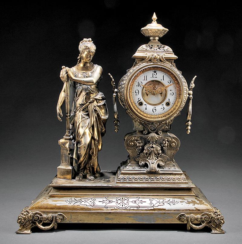 Ansonia Gilt Metal Figural Mantel Clock (1 of 4)