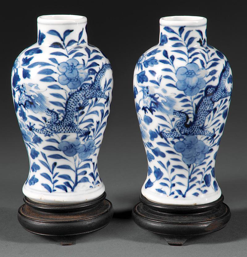 Pair of Chinese Blue and White Porcelain Vases (1 of 2)