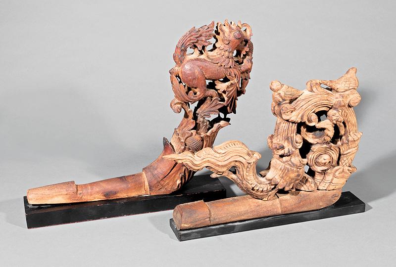 Two Indonesian Carved Wood Canoe Prow Figureheads (1 of 2)