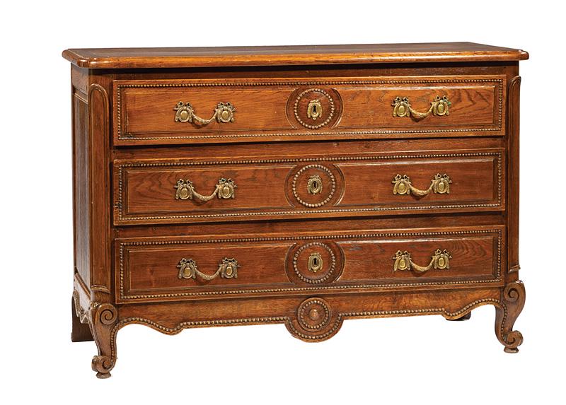 French Provincial Carved Oak Commode (1 of 4)