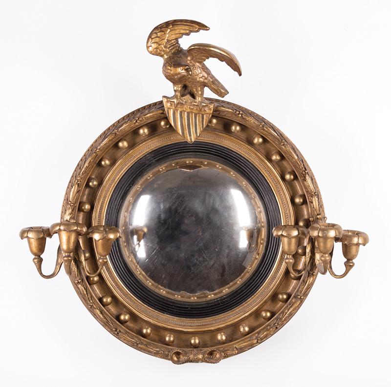 English Carved and Gilded Convex Mirror (1 of 1)