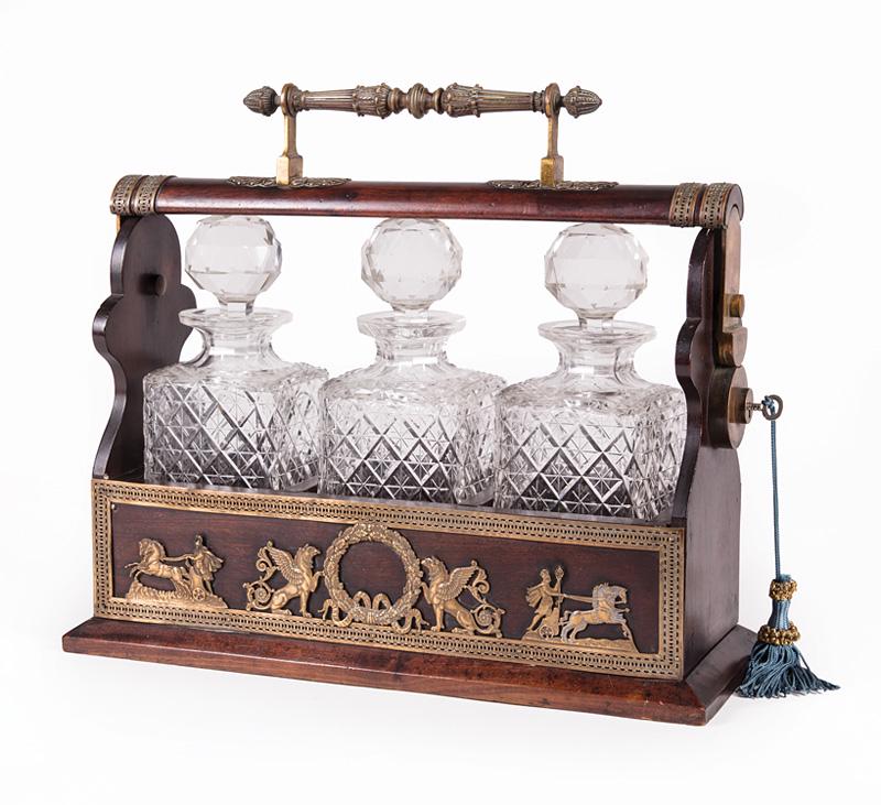 English Brass-Mounted Mahogany Tantalus (1 of 2)