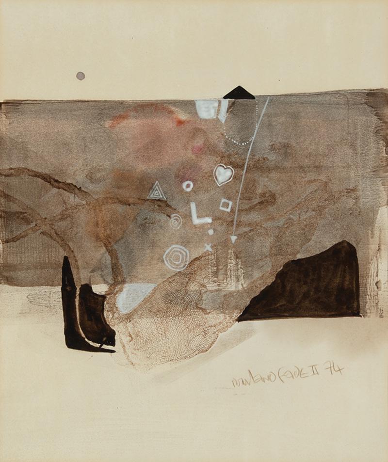 Rowland Fade (British, b. 1939): Rowland Fade (British, b. 1939), "Abstract Compositions", 1974, 3 mixed medias on paper, all signed and dated upper or lower right, sights 12 1/2 in. x 10 1/2 in., framed alike. (3 pcs.)