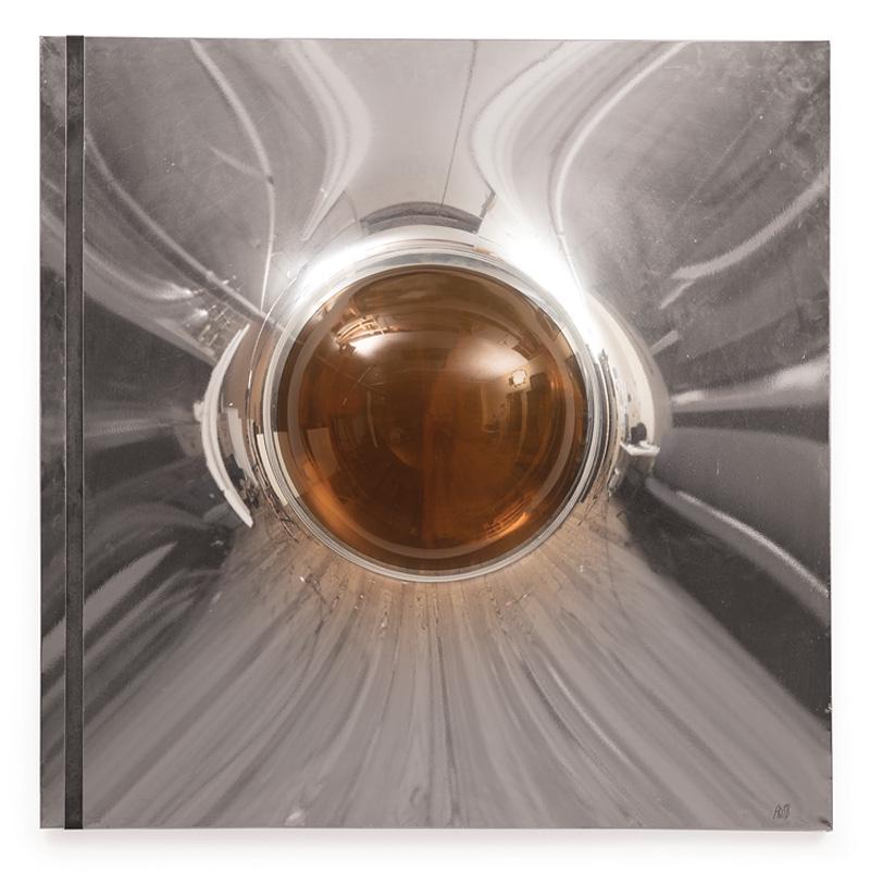 Ron Fritts (American/New York, 20th c.): Ron Fritts (American/New York, 20th c.), "N-303", Mylar and Plexiglass, signed lower right, titled and artist studio label en verso, h. 42 in., w. 42 in., d. 10 in. Provenance: Collection of Sunny Nor