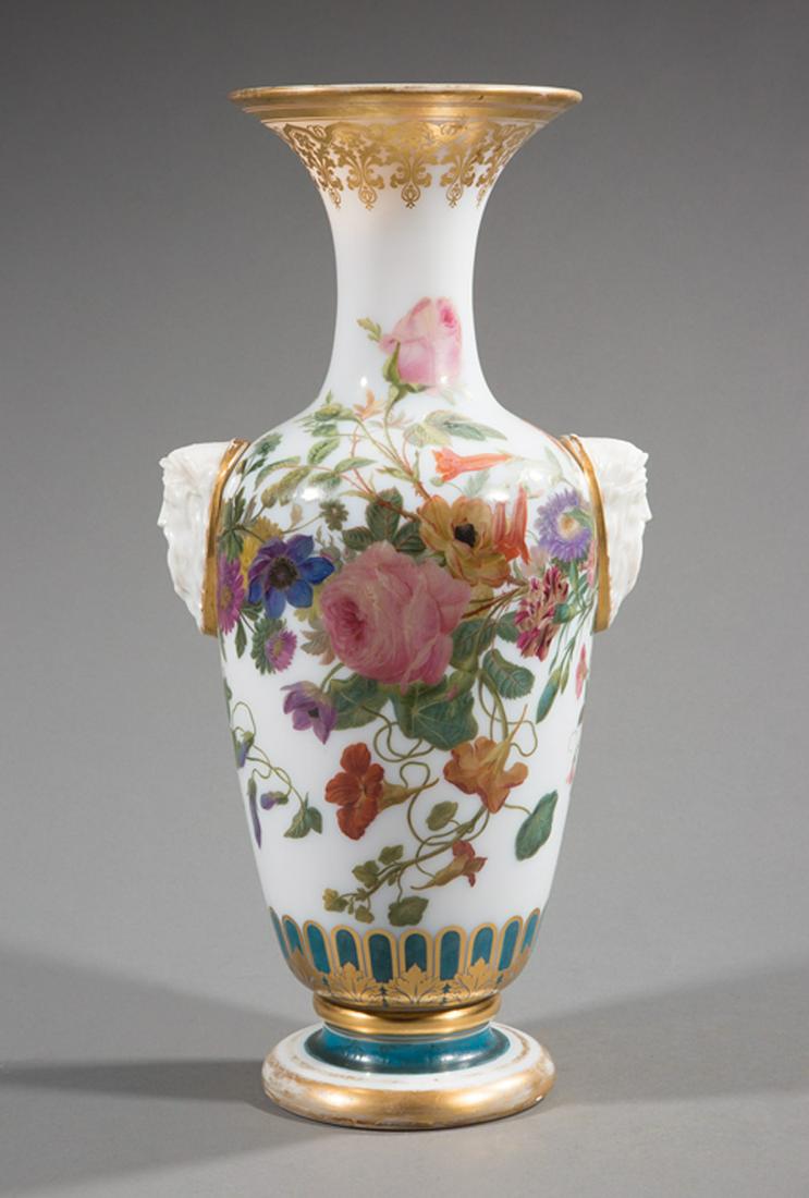 French Gilt and Enameled Opaline Glass Vase (1 of 3)