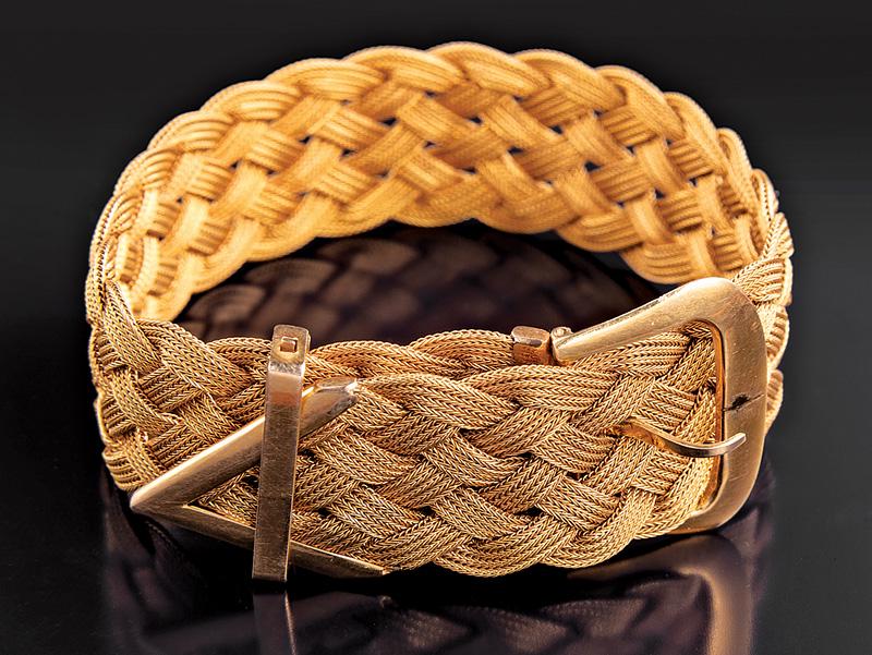Yellow Gold Mesh Buckle Bracelet (1 of 1)