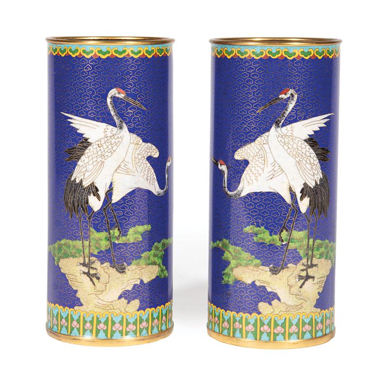Chinese Cloisonne Enamel Sleeve Vases (1 of 2)