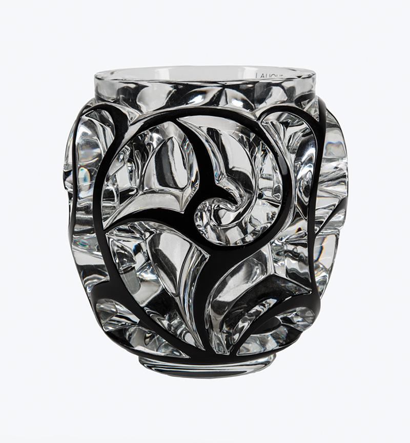 Lalique Clear and Enameled Glass Vase (1 of 3)