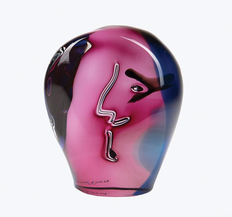 Göran Wärff, Kosta Boda Glass Sculpture: Göran Wärff (Swedish, b. 1933) for Kosta Boda Glass "Euclides" Sculpture, signed, etched "7241054 Kosta Boda Boran Worft Unique", h. 8 1/4 in., w. 7 in., d. 4 1/4 in., accompanied by a copy of Certi