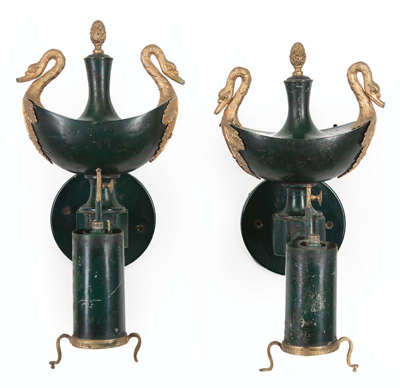 Tole Peinte, Gilt Metal Argand Sconce (1 of 2)