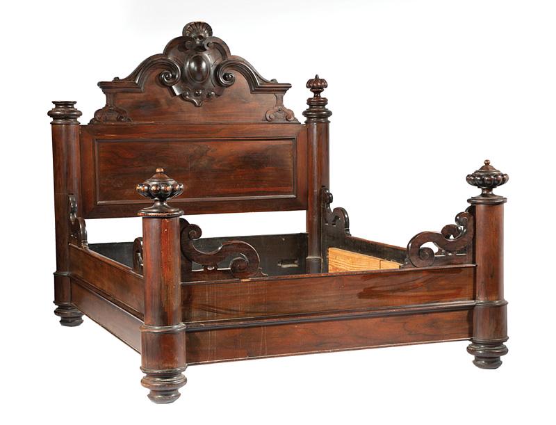 Rococo Carved Rosewood Bedstead (1 of 2)
