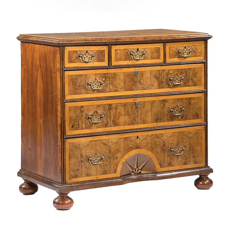 Oyster Veneer Walnut Chest-of-Drawers (1 of 9)